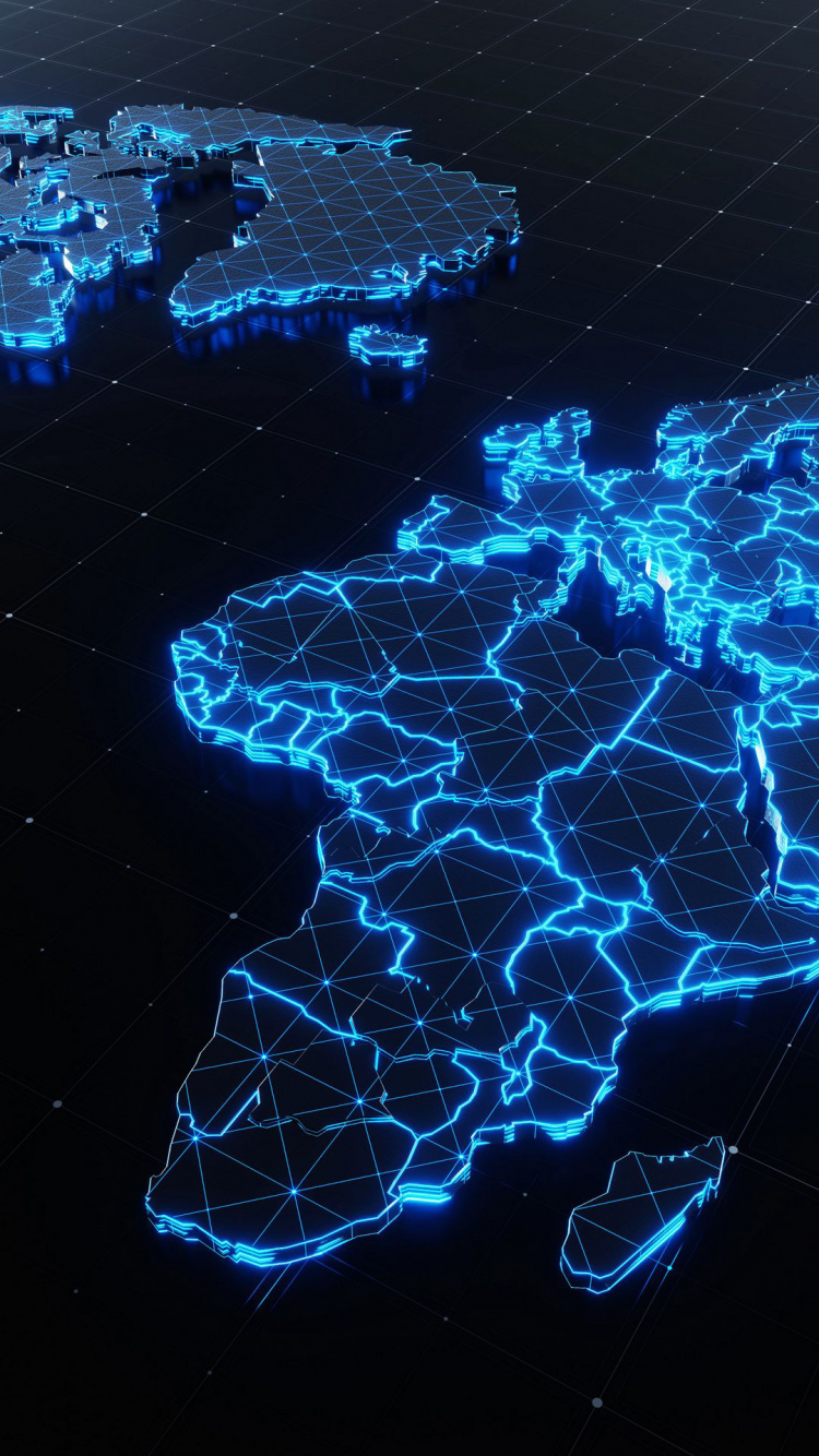 世界地图, 地图, 光, 气体, 电蓝色的 壁纸 750x1334 允许