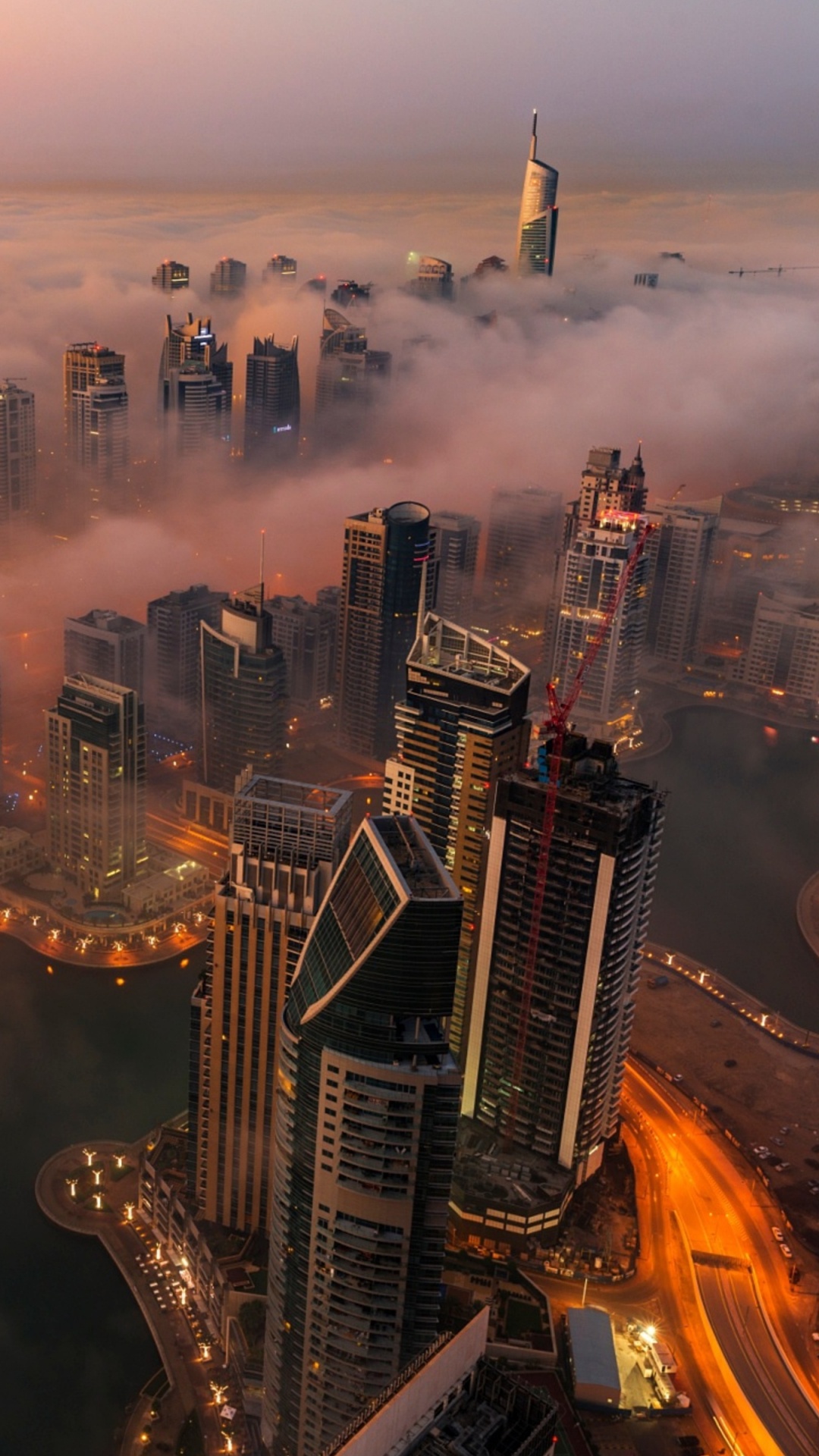 Aerial View of City Buildings During Night Time. Wallpaper in 1080x1920 Resolution