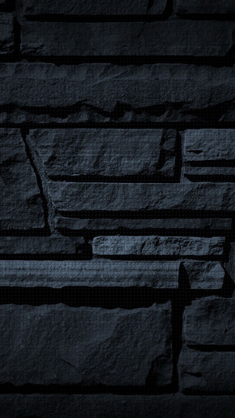 纹理, 黑色的, 砖, 石壁, 黑色和白色的 壁纸 750x1334 允许
