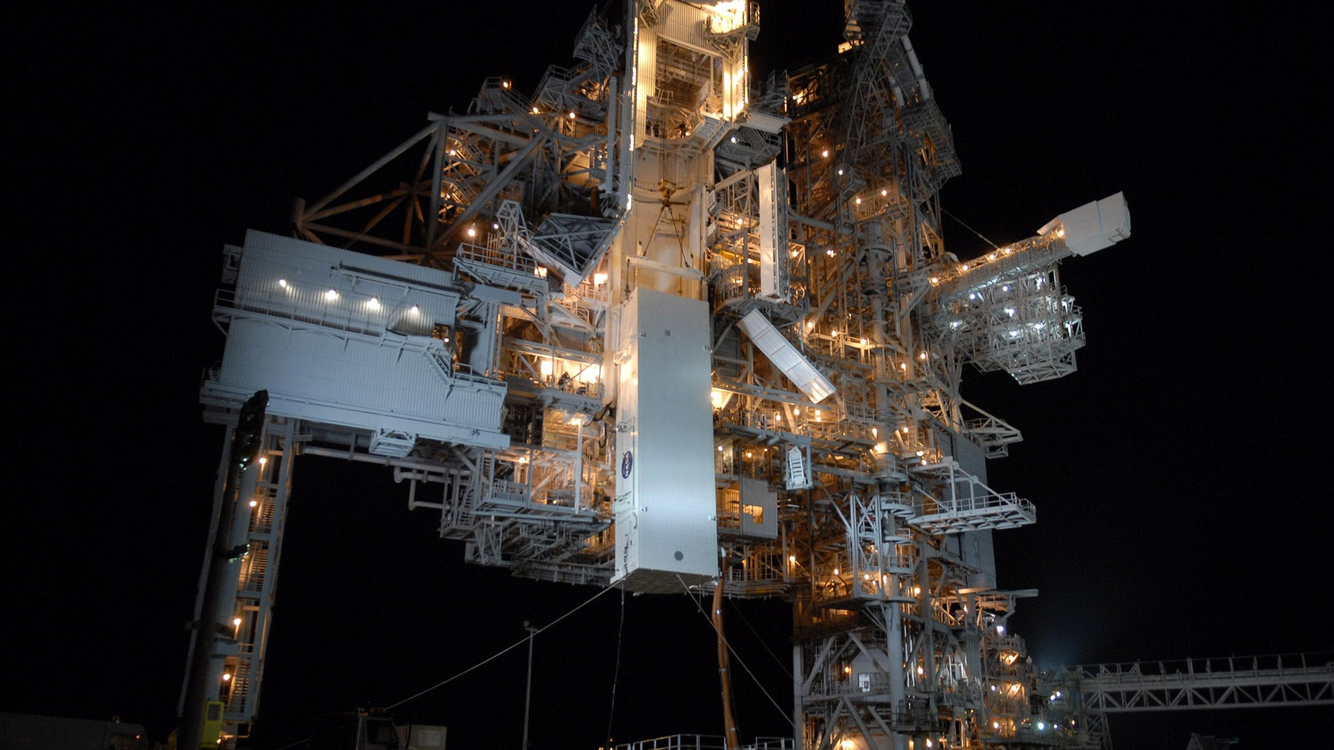 White and Brown Metal Tower During Night Time. Wallpaper in 1920x1080 Resolution