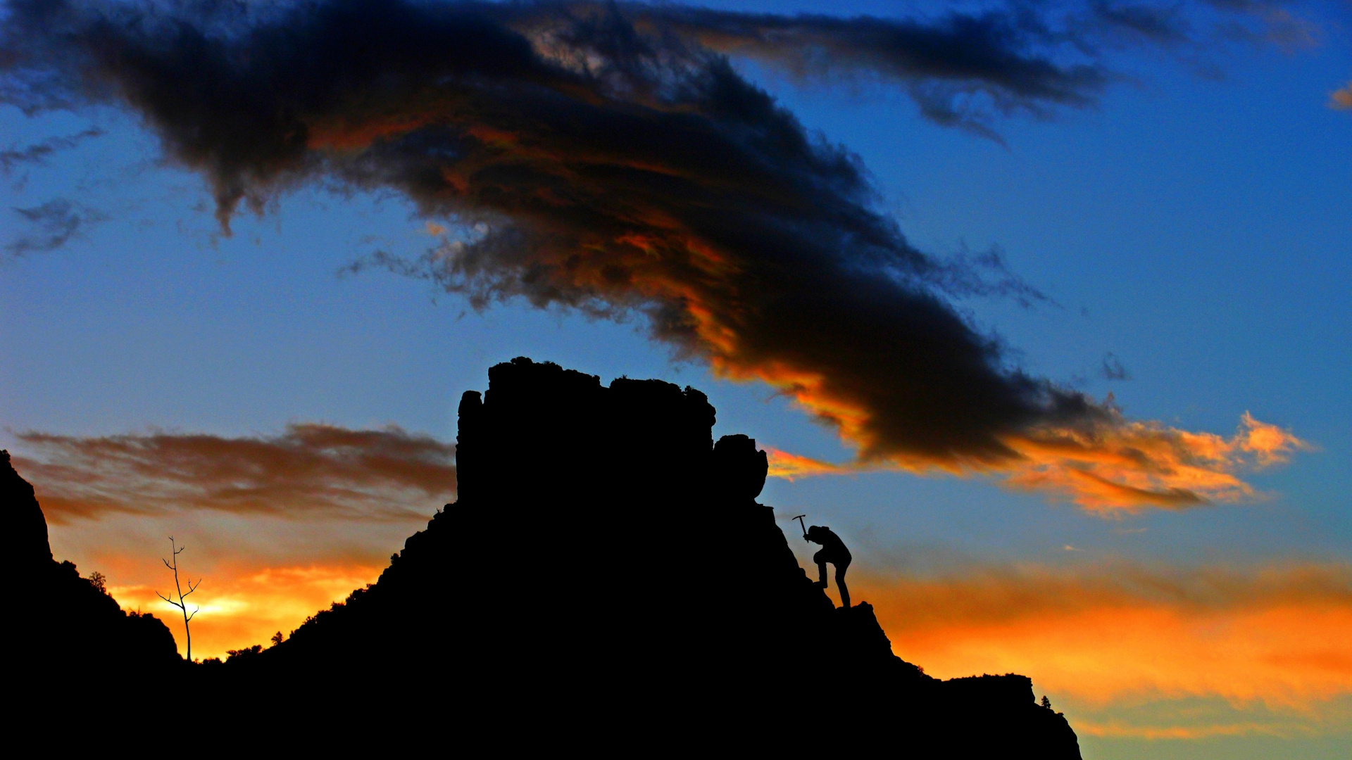 Silhouette of People on Rock Formation During Sunset. Wallpaper in 1920x1080 Resolution