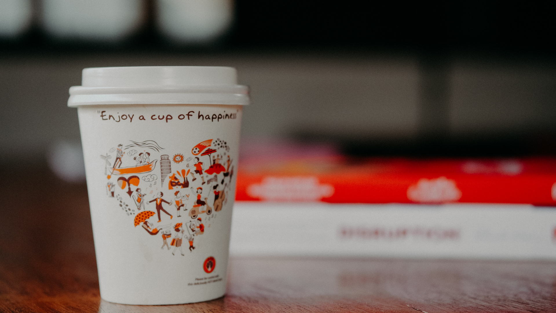 White and Red Disposable Cup. Wallpaper in 1920x1080 Resolution