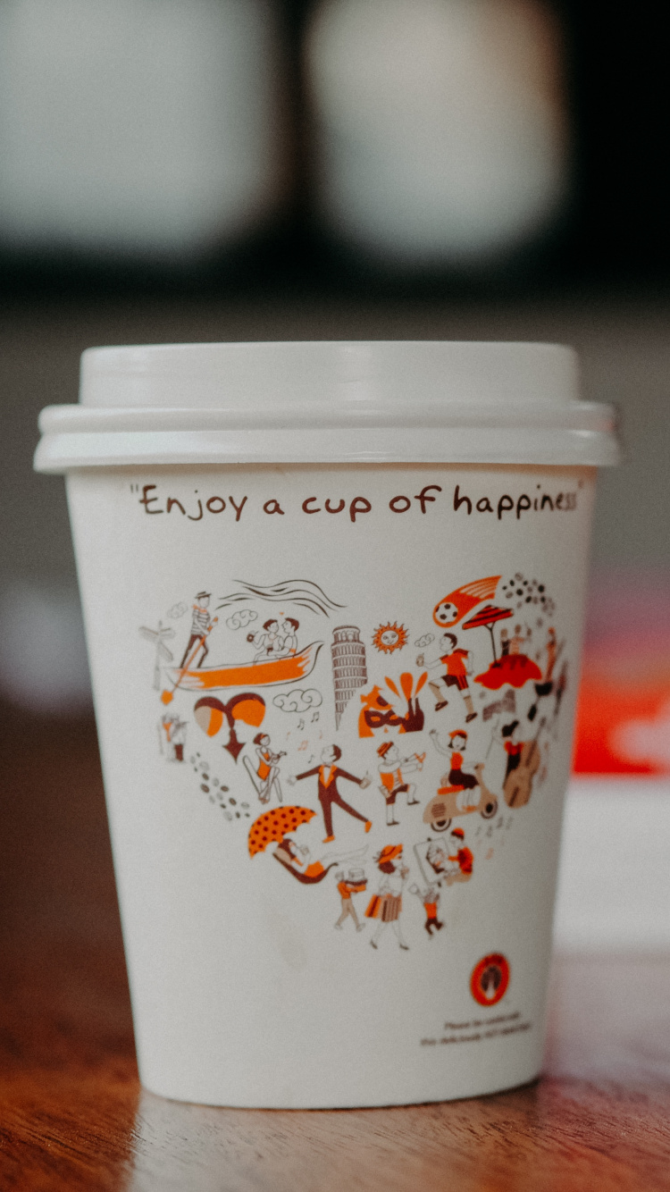 White and Red Disposable Cup. Wallpaper in 750x1334 Resolution