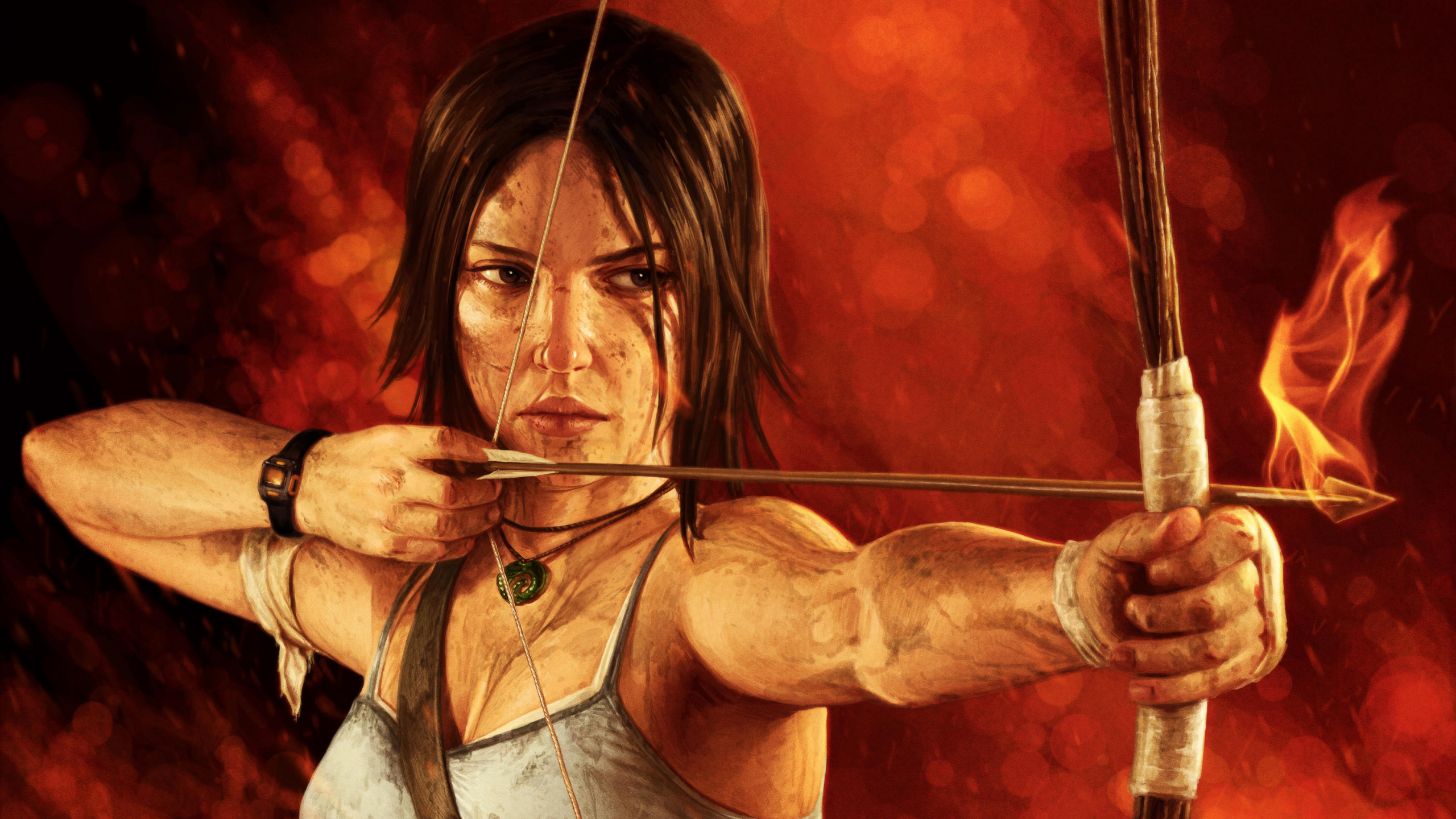 Illustration, Lara Croft, Tomb Raider, Kunst, Pfeil. Wallpaper in 2560x1440 Resolution