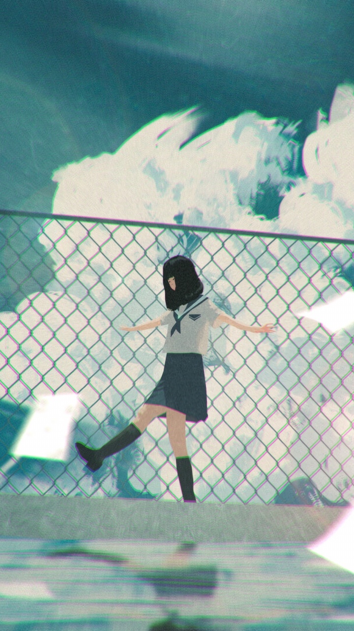 Femme en Chemise Blanche et Jupe Noire Debout Sur un Sol en Béton Blanc. Wallpaper in 720x1280 Resolution