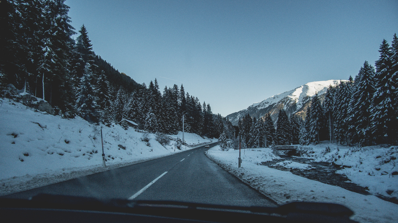 Snow, Plant, Mountain, Automotive Tire, Natural Landscape. Wallpaper in 1366x768 Resolution