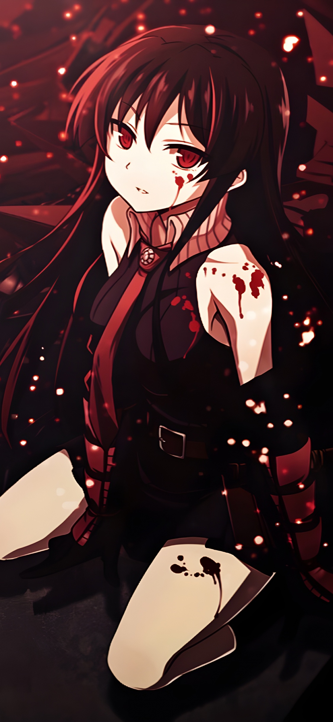 Dark Akame ga Kill, Akame, Animated Cartoon, Akame ga Kill, Sleeve. Wallpaper in 1125x2436 Resolution