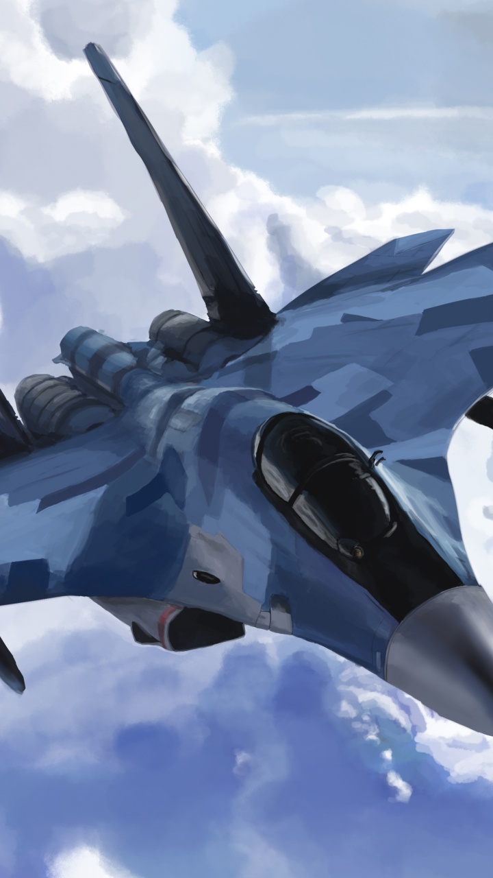 Grauer Kampfjet Fliegt in Den Himmel. Wallpaper in 720x1280 Resolution