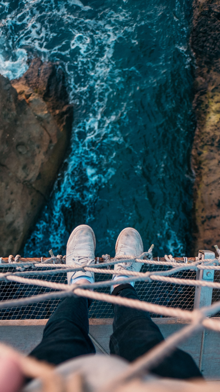 Blue, Water, Leg, Sea, Rock. Wallpaper in 750x1334 Resolution