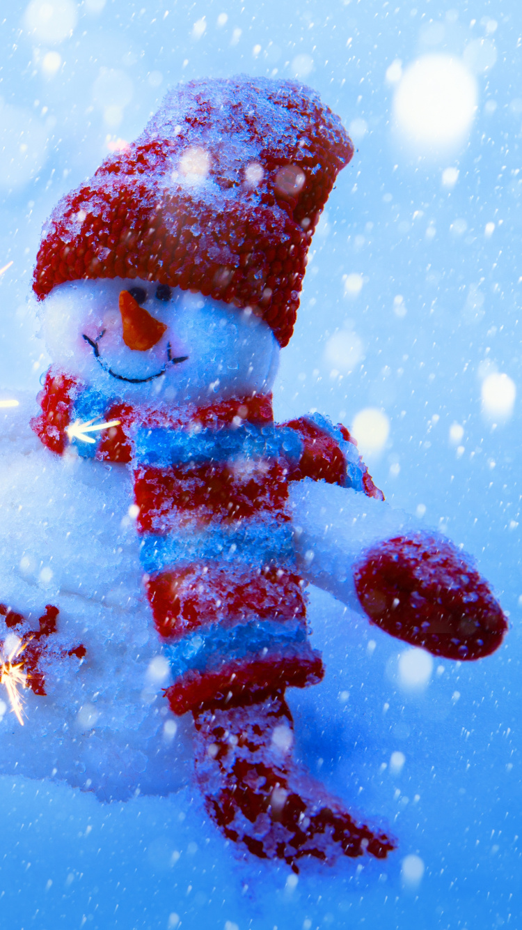 Snowman, Christmas Day, Snow, Winter, Christmas. Wallpaper in 750x1334 Resolution