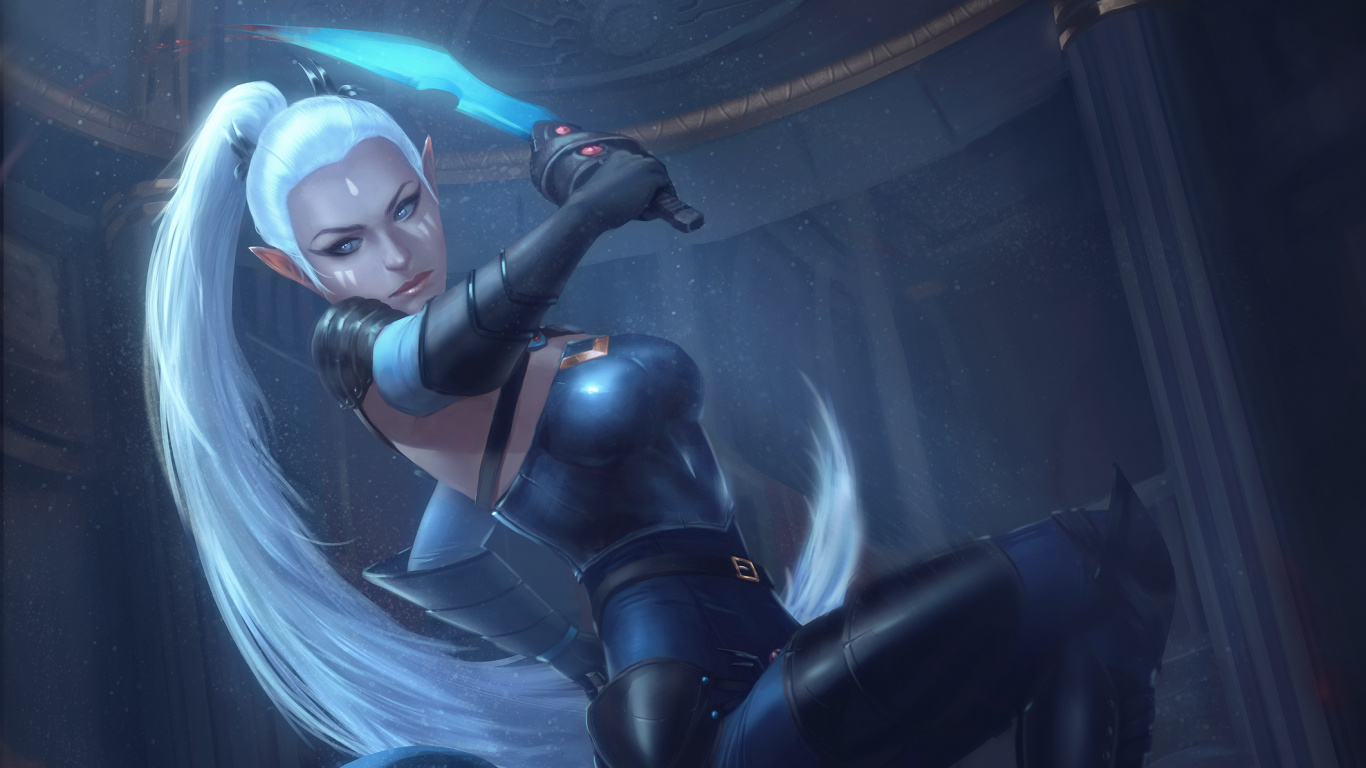 Femme en Costume Noir Personnage D'anime. Wallpaper in 1366x768 Resolution