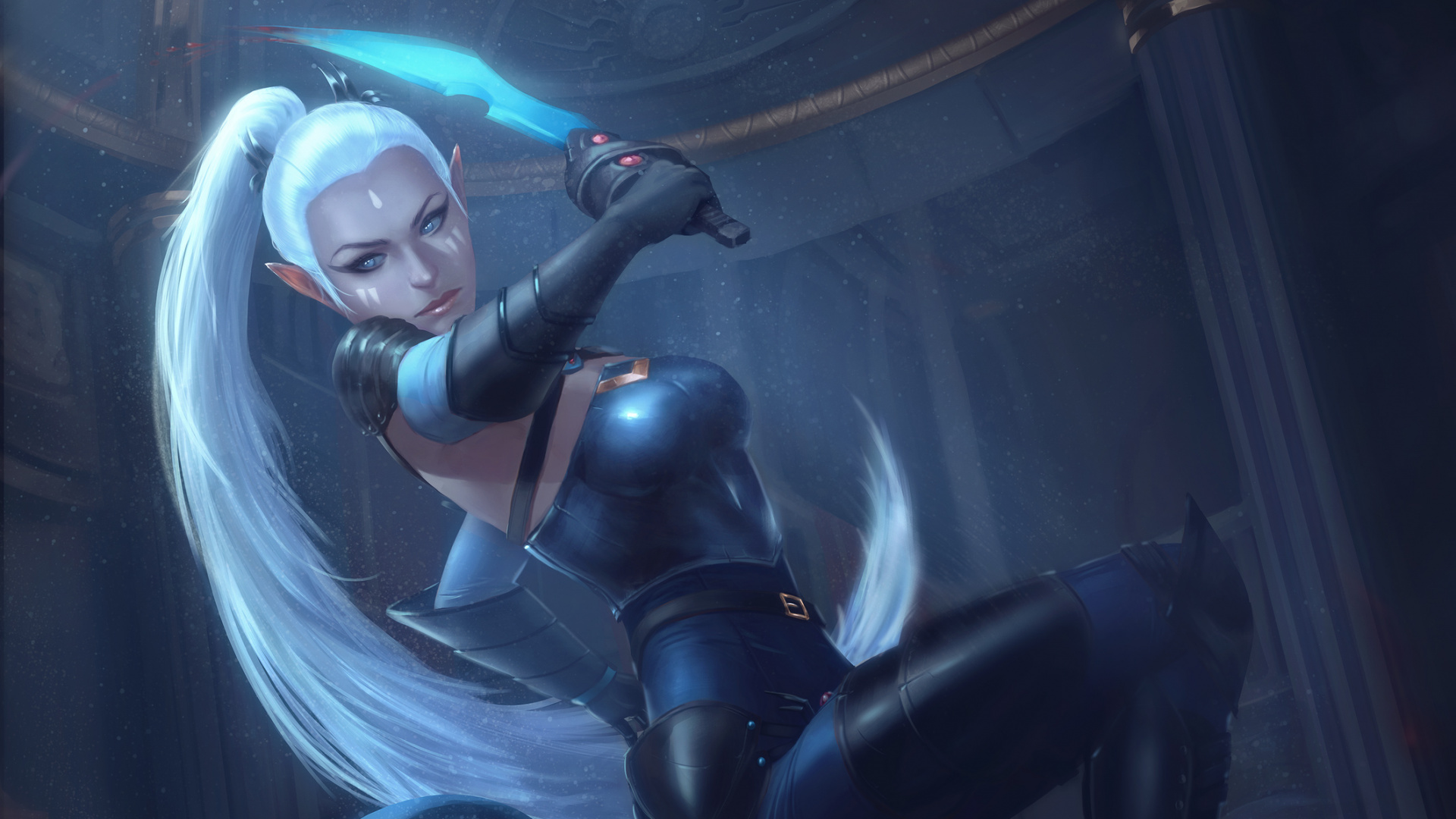 Femme en Costume Noir Personnage D'anime. Wallpaper in 1920x1080 Resolution