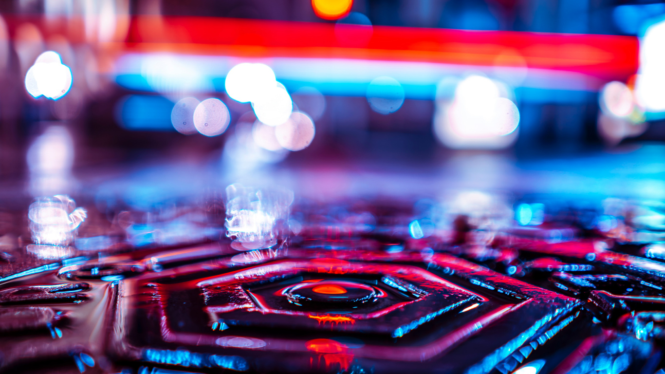 Bokeh, Blau, Licht, Elektronik, Wasser. Wallpaper in 1366x768 Resolution