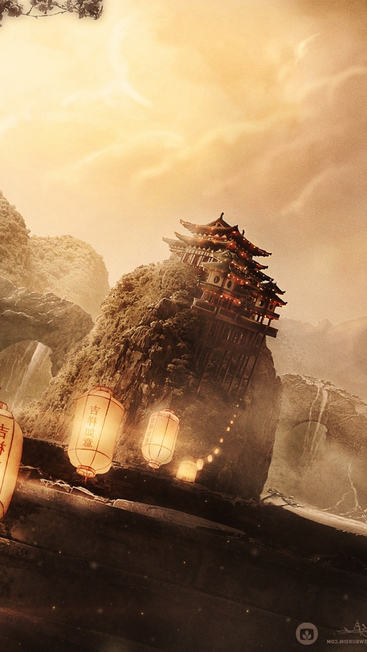 Castillo Blanco Cerca de Árboles Bajo el Cielo Nublado Durante el Día. Wallpaper in 720x1280 Resolution