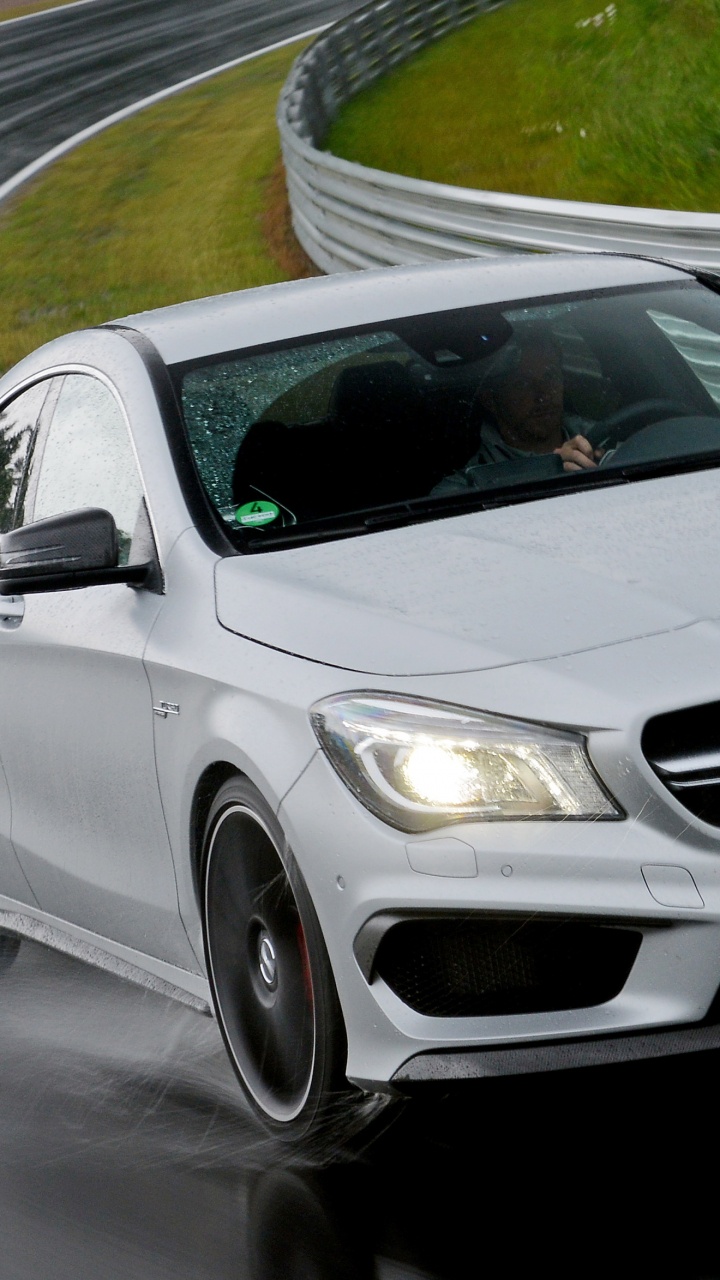 White Mercedes Benz Coupe on Road During Daytime. Wallpaper in 720x1280 Resolution