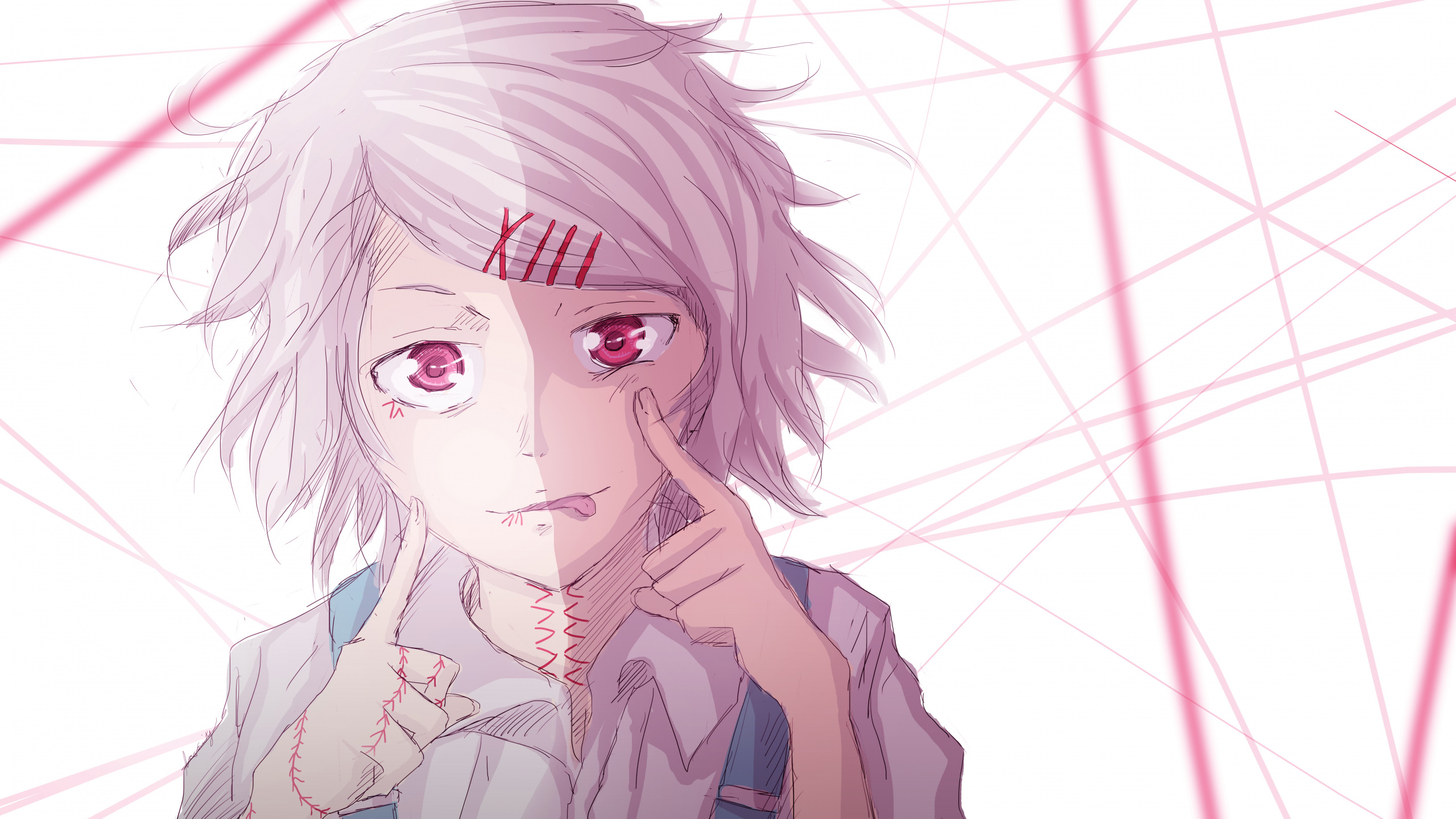 东京食尸鬼, 头发, 粉红色, 面部表情, 鼻子 壁纸 2560x1440 允许