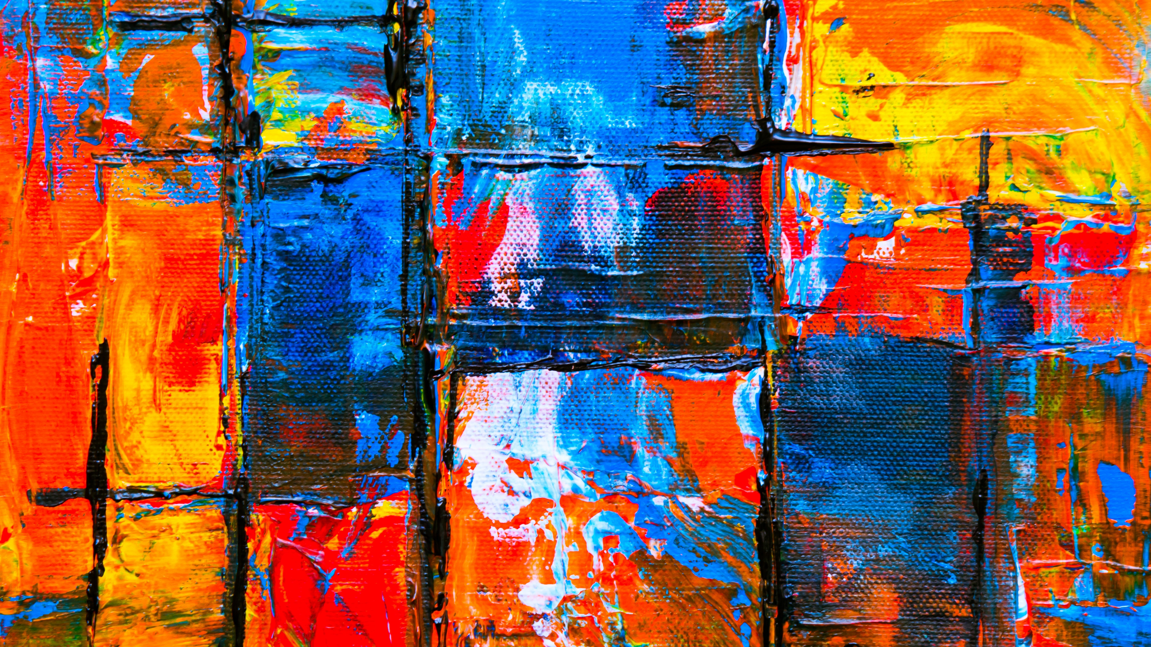 Peinture Abstraite Bleue et Orange, L'art Abstrait, L'art Moderne, Art, Peinture Moderne Abstraite. Wallpaper in 3840x2160 Resolution