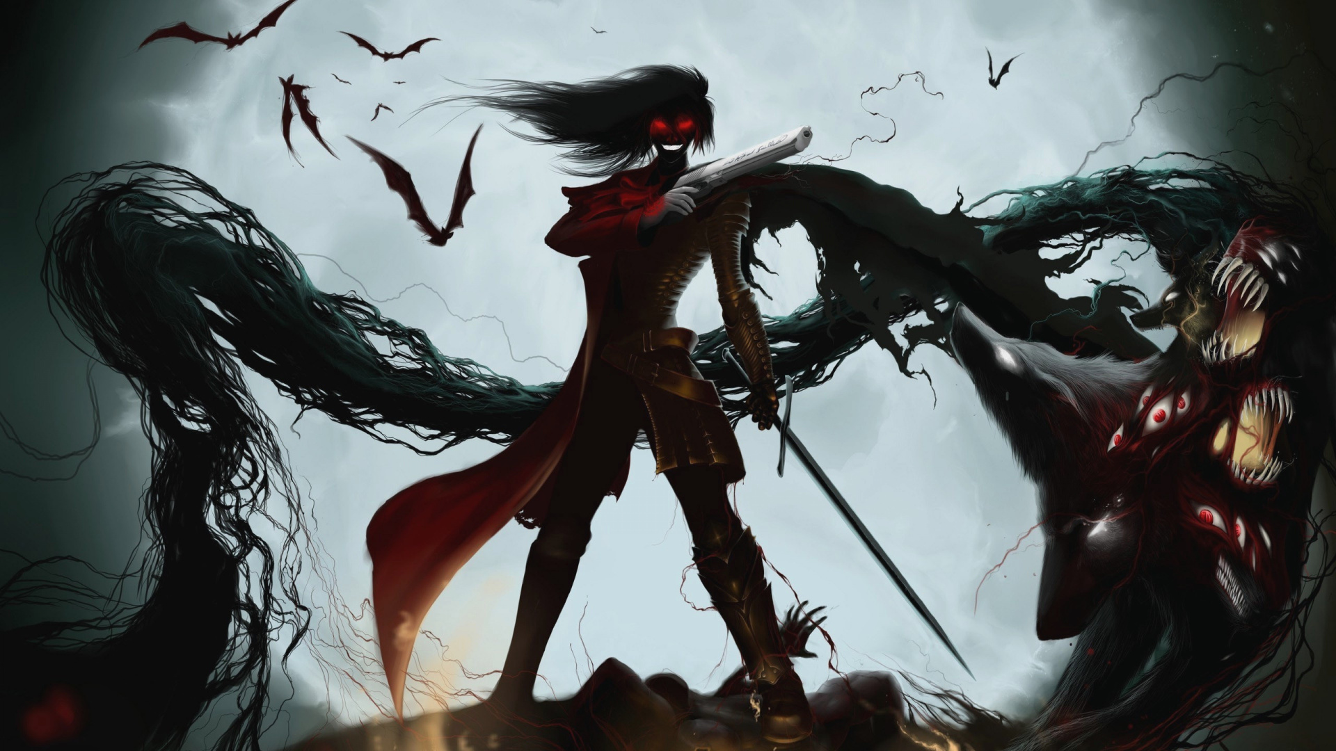 Alucard, 虚构的人物, 吸血鬼 壁纸 1920x1080 允许