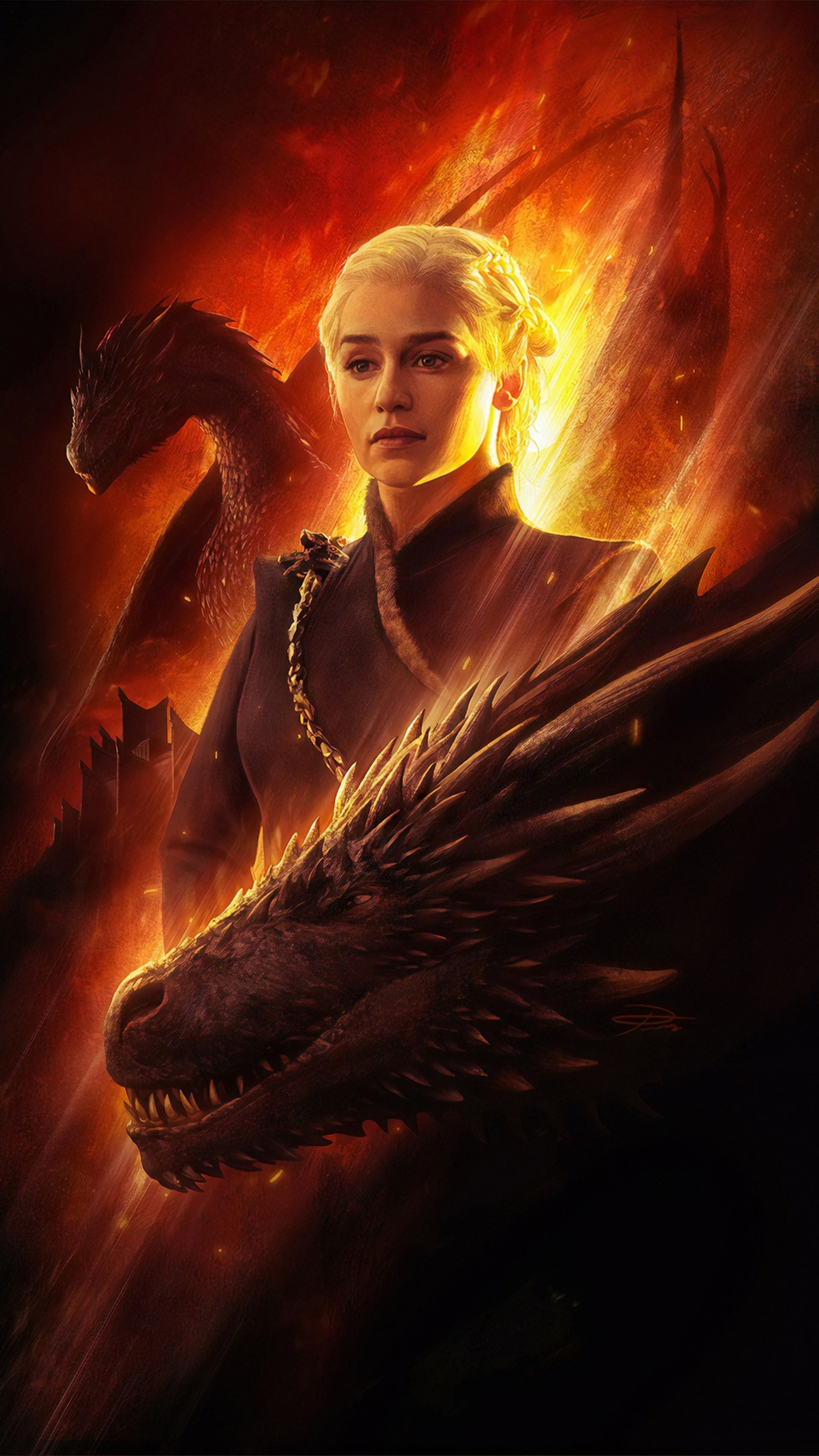 Emilia Clarke, Daenerys Targaryen, Game of Thrones, Game of Thrones - Saison 8, Maison Targaryen. Wallpaper in 1440x2560 Resolution