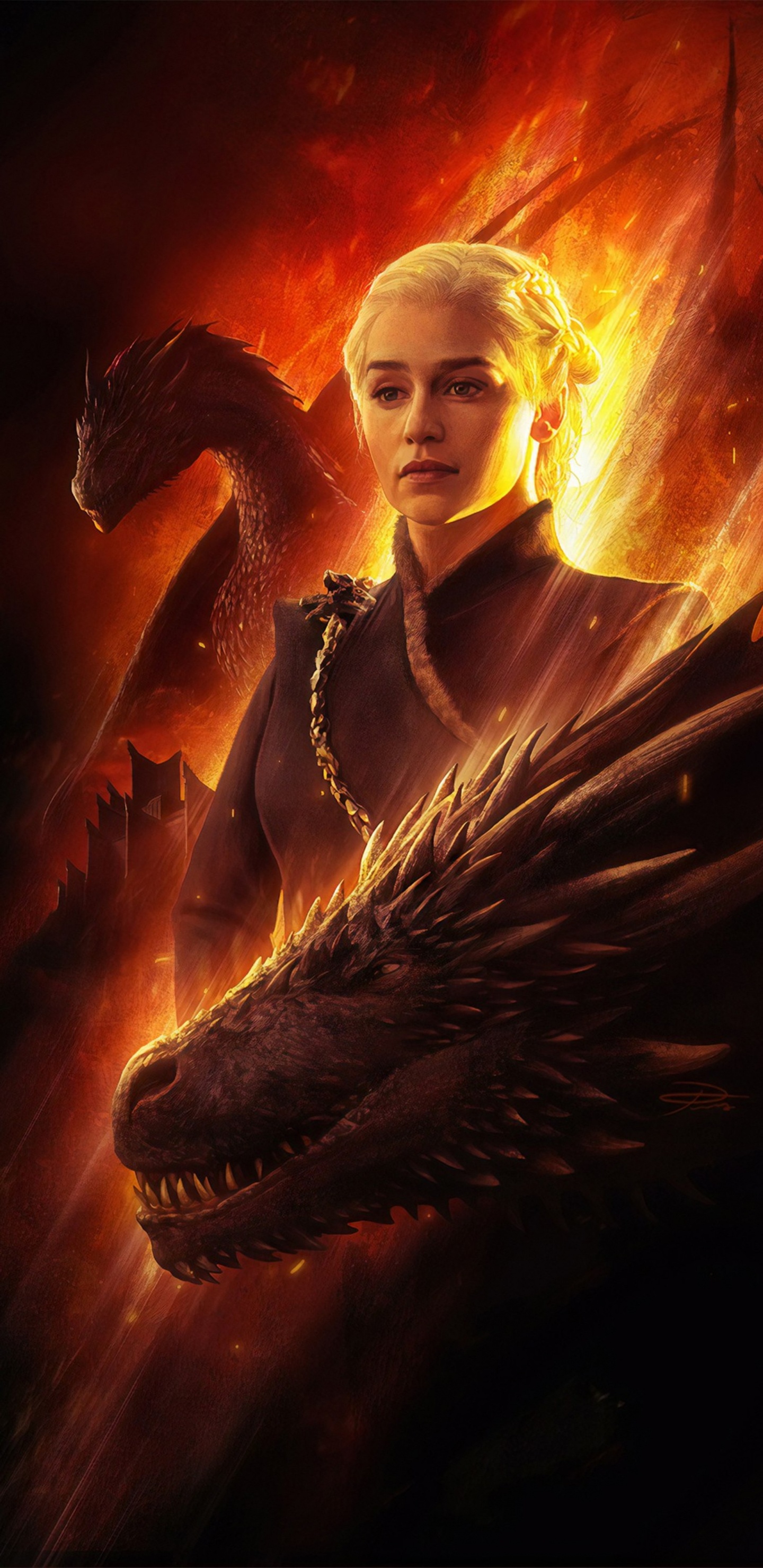 Emilia Clarke, Daenerys Targaryen, Game of Thrones, Game of Thrones - Saison 8, Maison Targaryen. Wallpaper in 1440x2960 Resolution