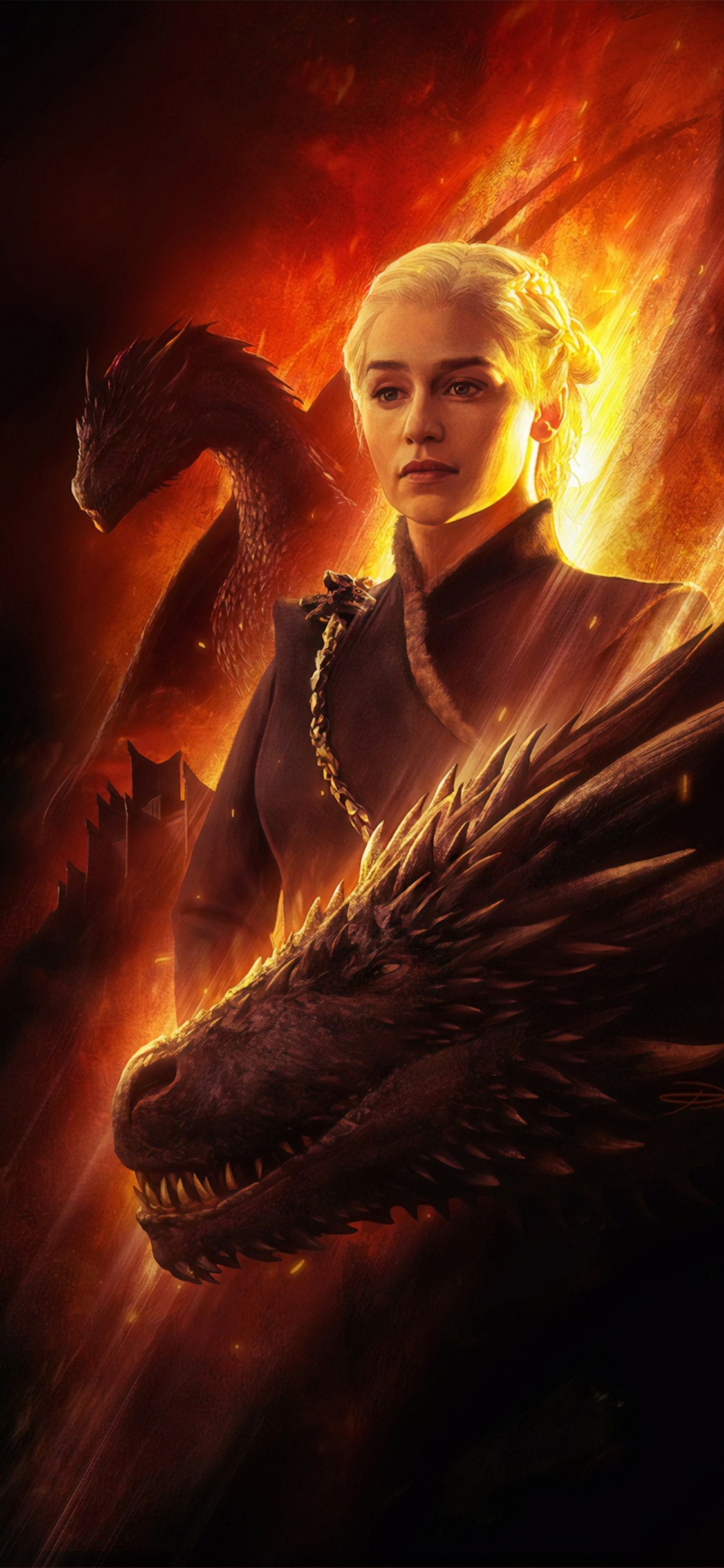 Emilia Clarke, Daenerys Targaryen, Juego de Tronos - Temporada 8, Casa Targaryen, Jon Nieve. Wallpaper in 1125x2436 Resolution