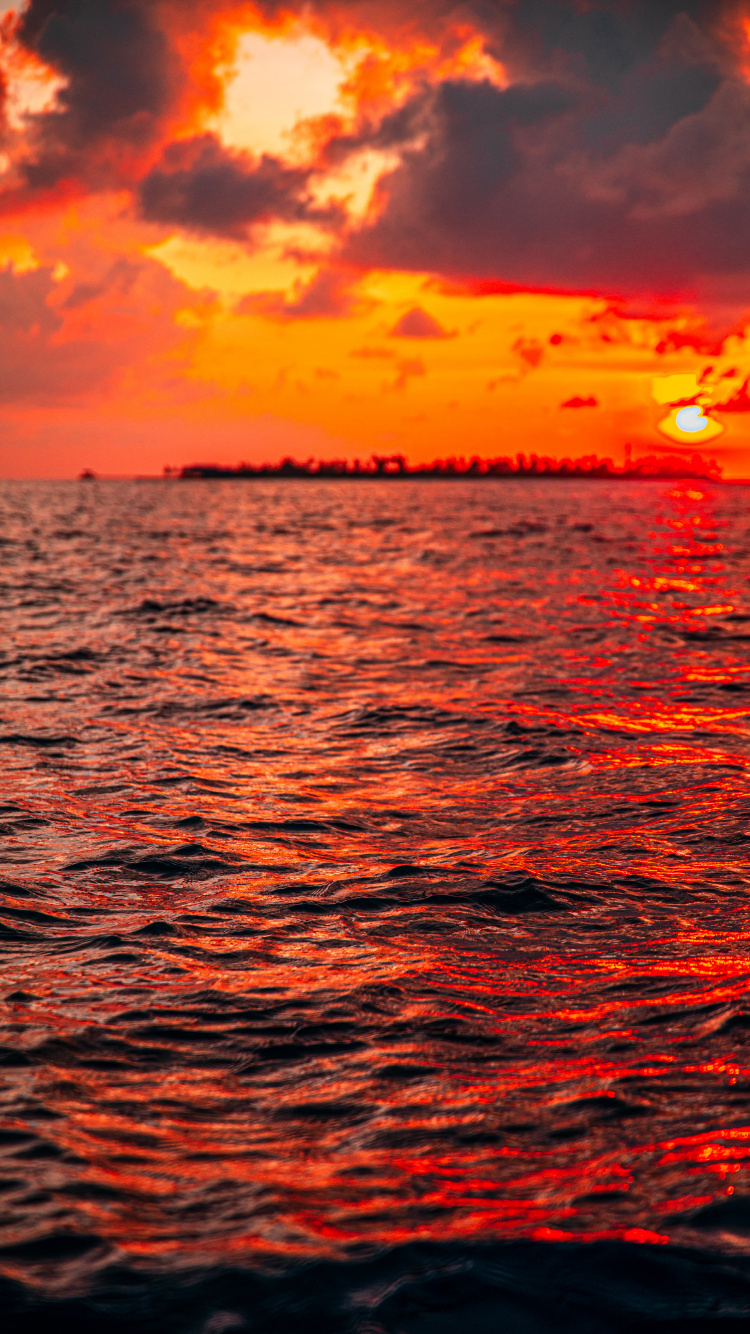 Nature, Ciel, Mer, Red, Afterglow. Wallpaper in 750x1334 Resolution