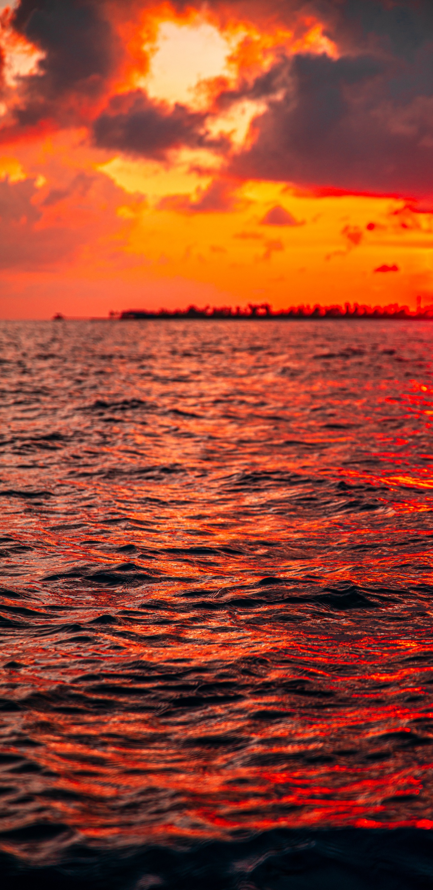 Ocean, Nature, Sky, Sea, Red. Wallpaper in 1440x2960 Resolution
