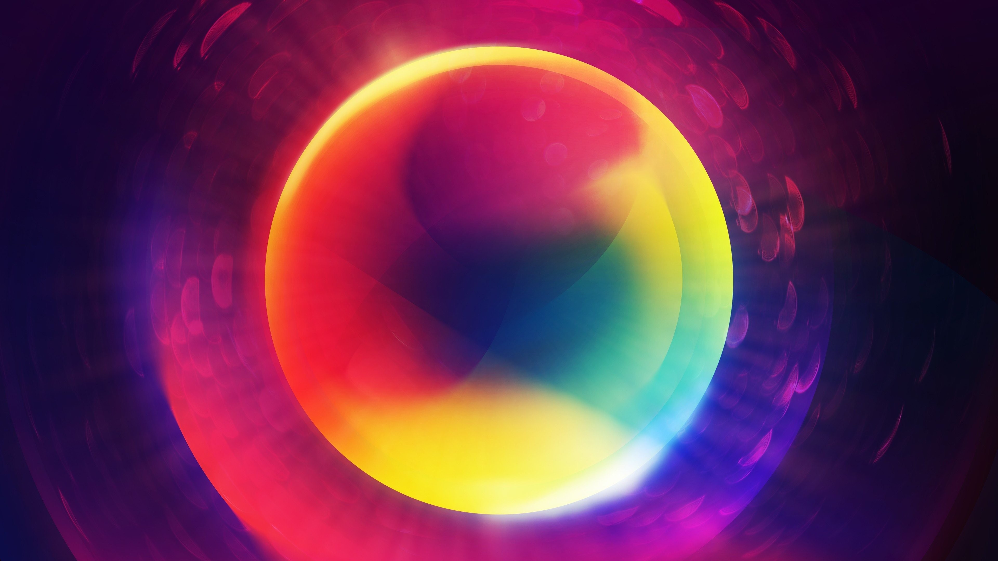 Pink Blue and Green Round Light. Wallpaper in 3840x2160 Resolution