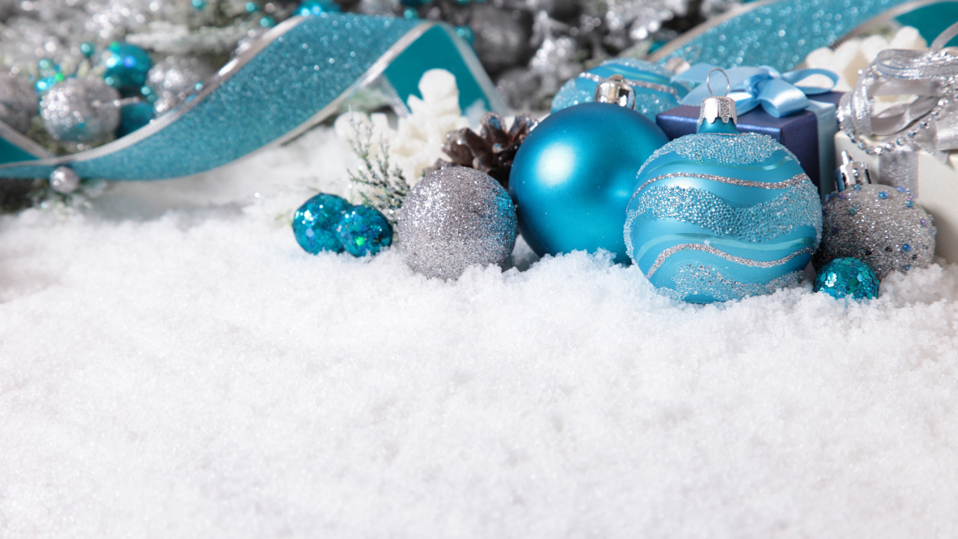 Christmas Day, Christmas Decoration, Blue, Aqua, Turquoise. Wallpaper in 1366x768 Resolution