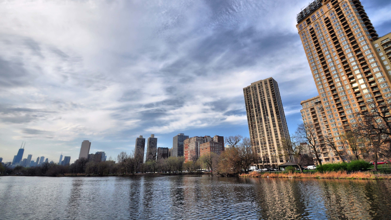 Chicago, Wolkenkratzer, Stadtlandschaften, Stadtgebiet, Tageszeit. Wallpaper in 1280x720 Resolution