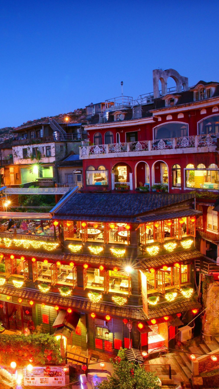 台北, 山村, 度假村, 城市, 晚上 壁纸 750x1334 允许