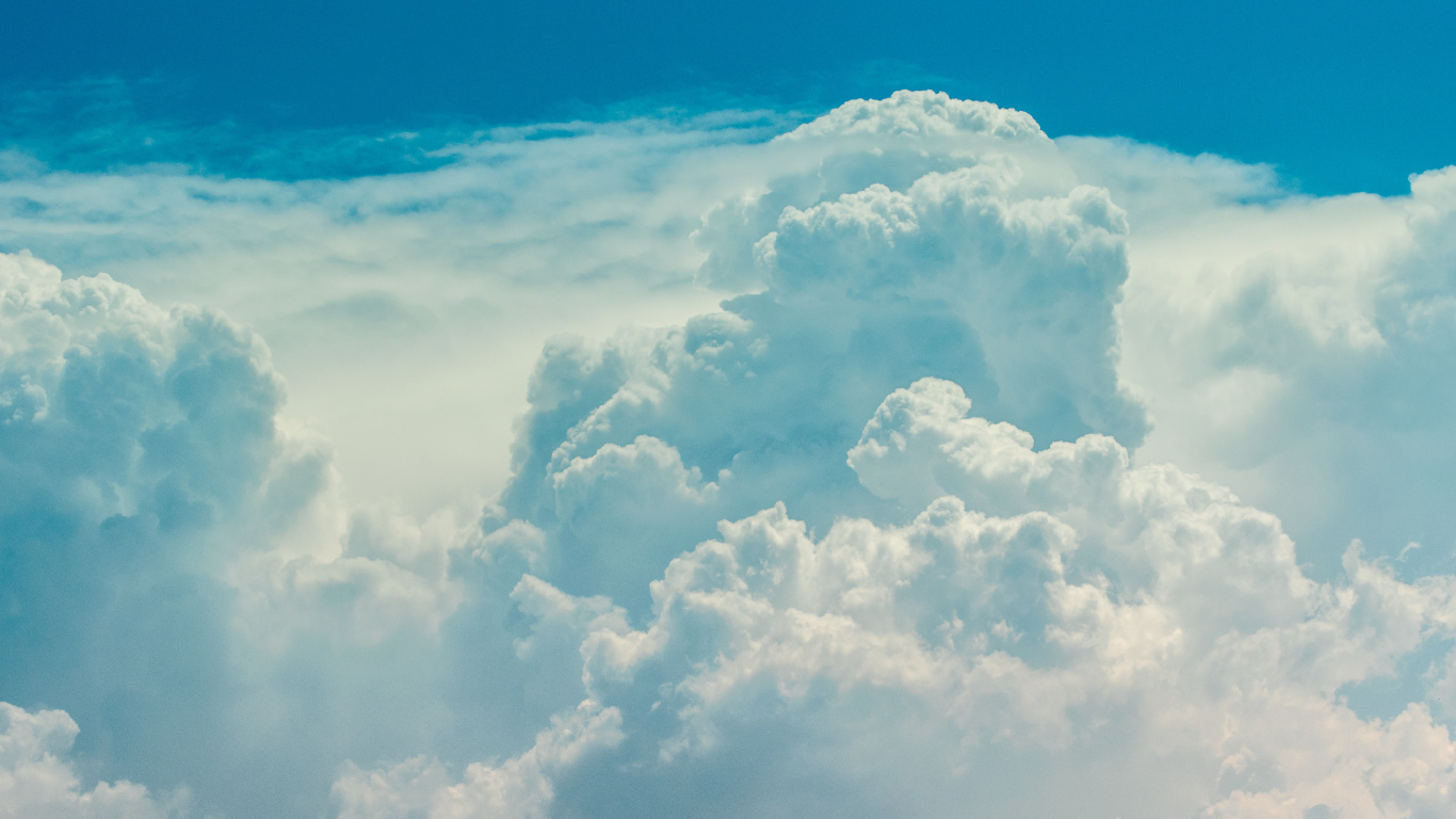 White Clouds and Blue Sky. Wallpaper in 1366x768 Resolution