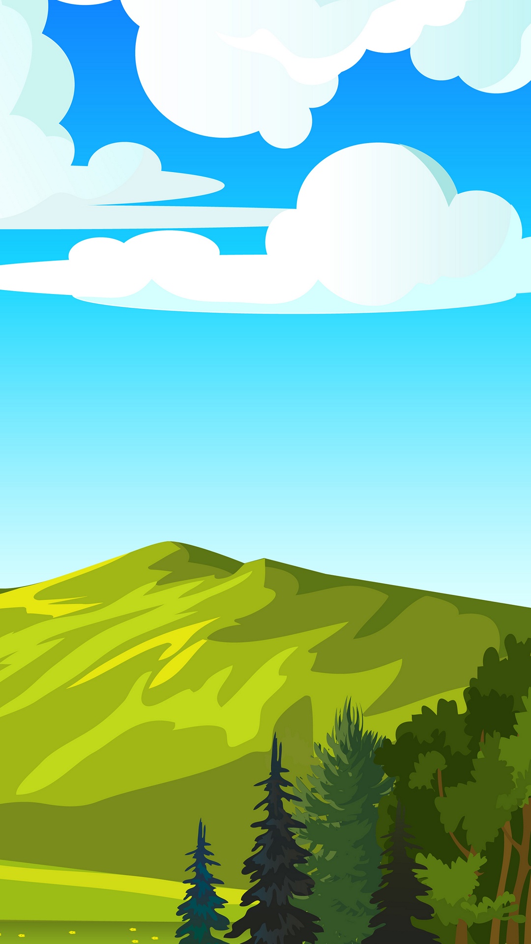 Illustration, Landscape, Poster, Waterfall, Painting. Wallpaper in 1080x1920 Resolution