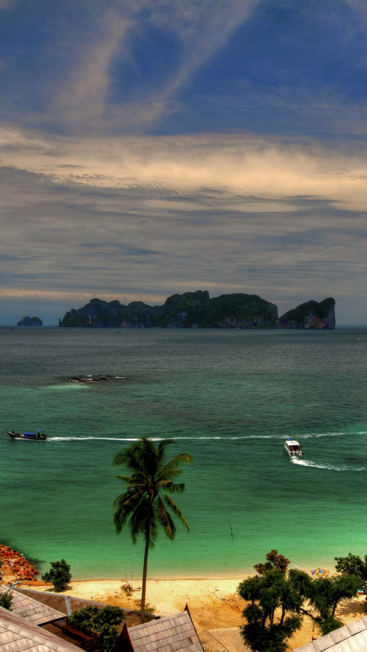 Tagsüber Grüne Bäume Auf Der Insel. Wallpaper in 750x1334 Resolution