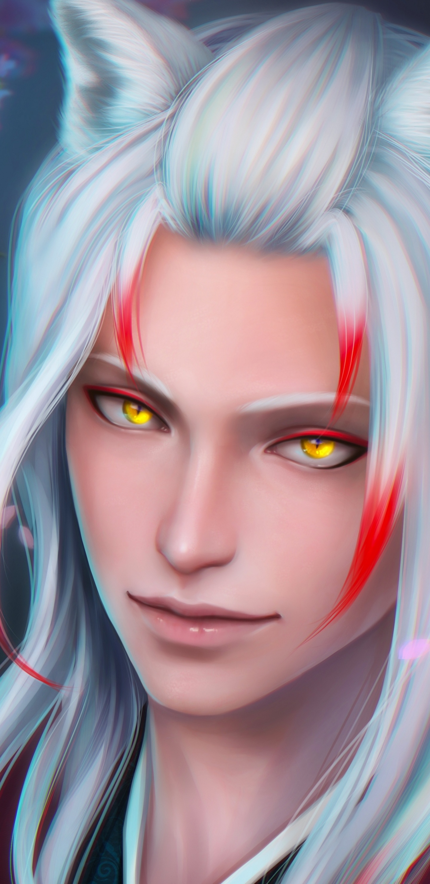 Femme Aux Cheveux Bleus Portant Une Chemise Noire. Wallpaper in 1440x2960 Resolution