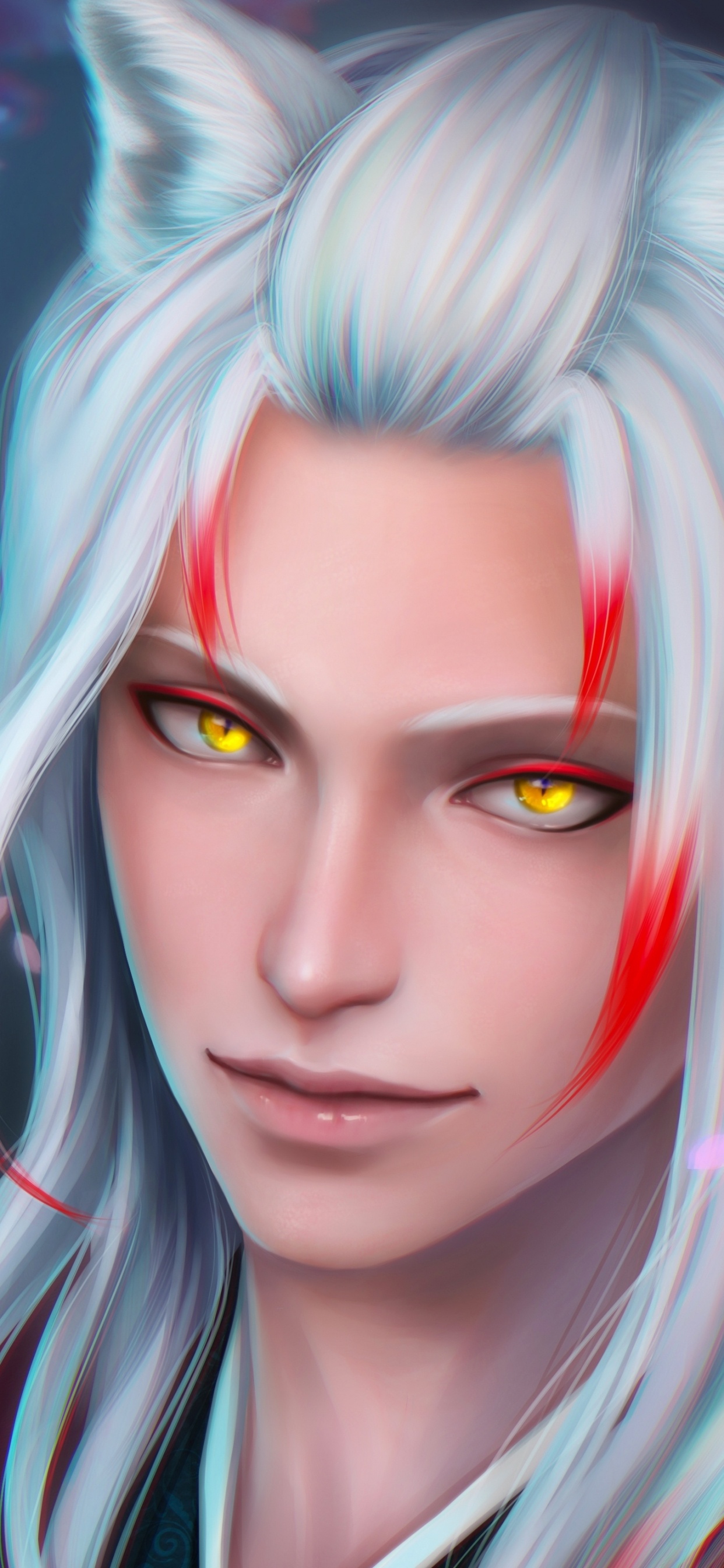 Woman With Blue Hair Wearing Black Shirt. Wallpaper in 1242x2688 Resolution