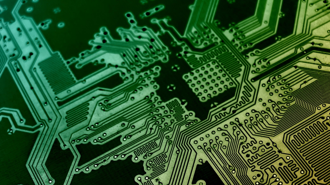 Circuit Imprimé Vert et Noir. Wallpaper in 1366x768 Resolution