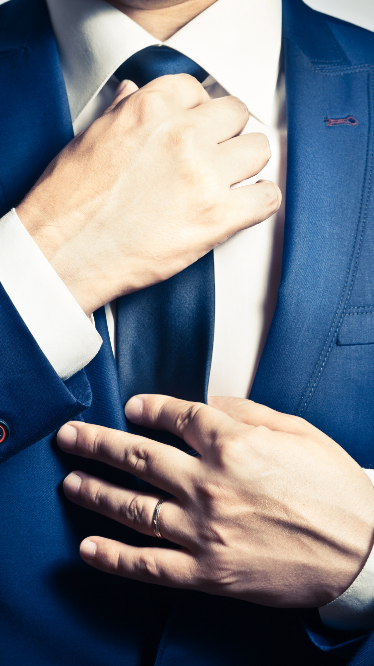 Necktie, Suit, Tuxedo, Blue, Formal Wear. Wallpaper in 750x1334 Resolution