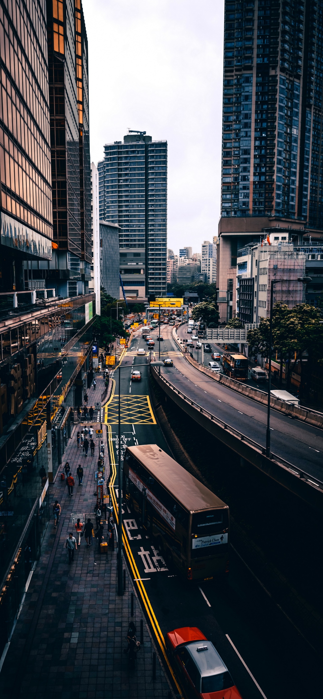 Bank, Building, Skyscraper, Cars, Bus. Wallpaper in 1242x2688 Resolution