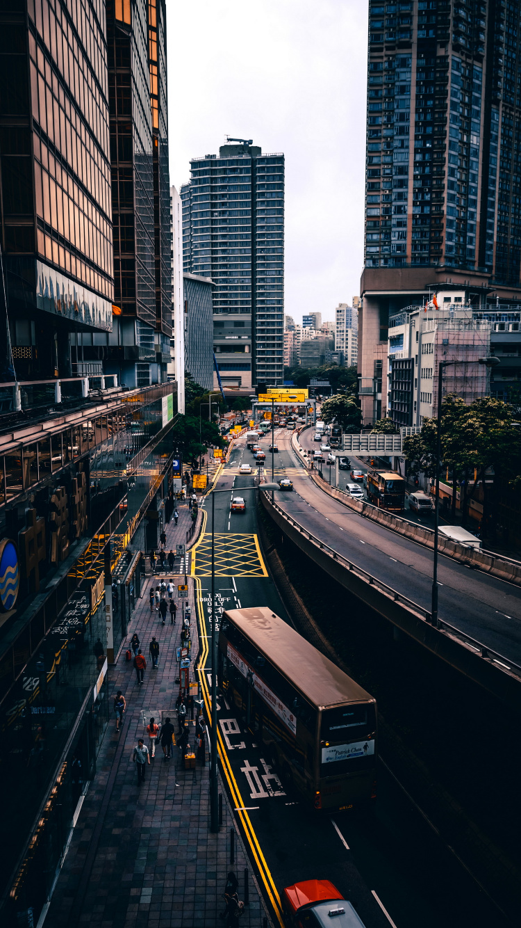 Bank, Building, Skyscraper, Cars, Bus. Wallpaper in 750x1334 Resolution