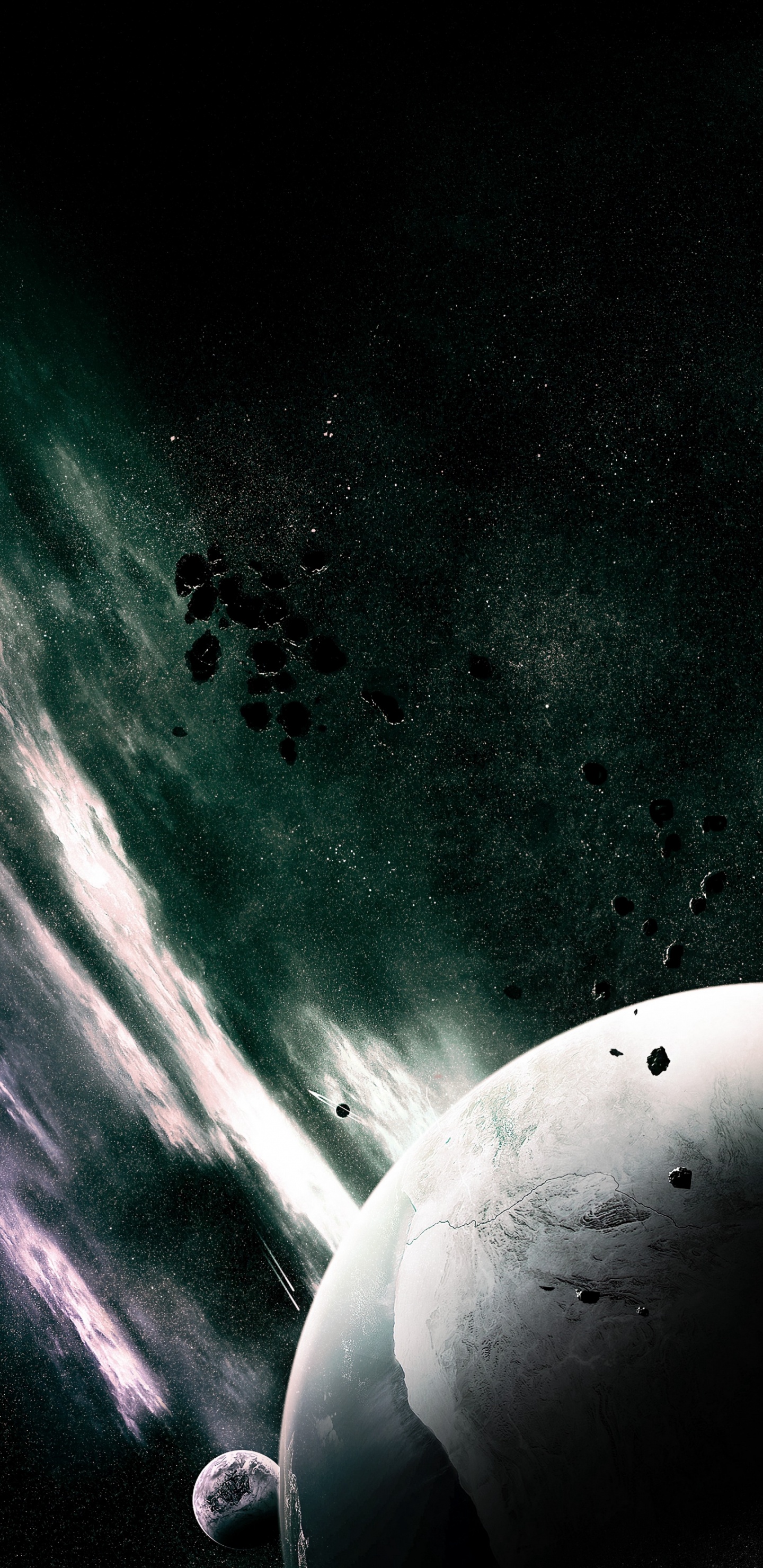 Lune et Étoiles Blanches et Noires. Wallpaper in 1440x2960 Resolution