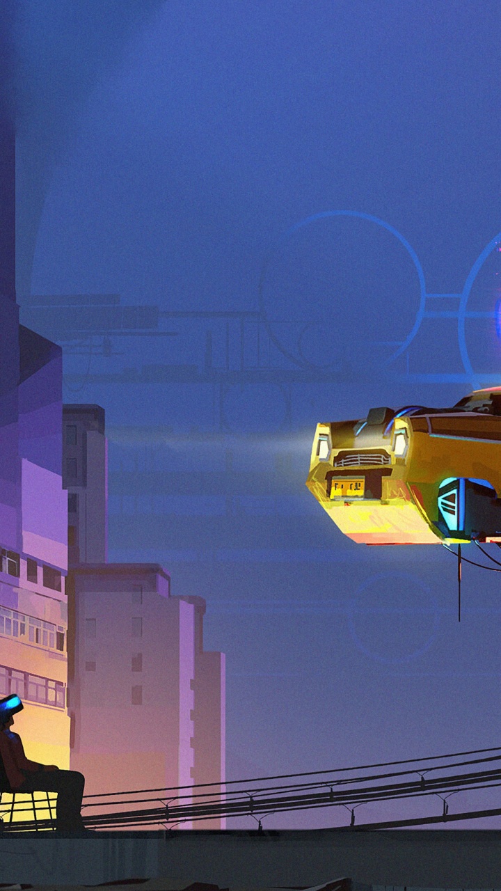 Voiture Jaune et Noire Sur Route Pendant la Nuit. Wallpaper in 720x1280 Resolution