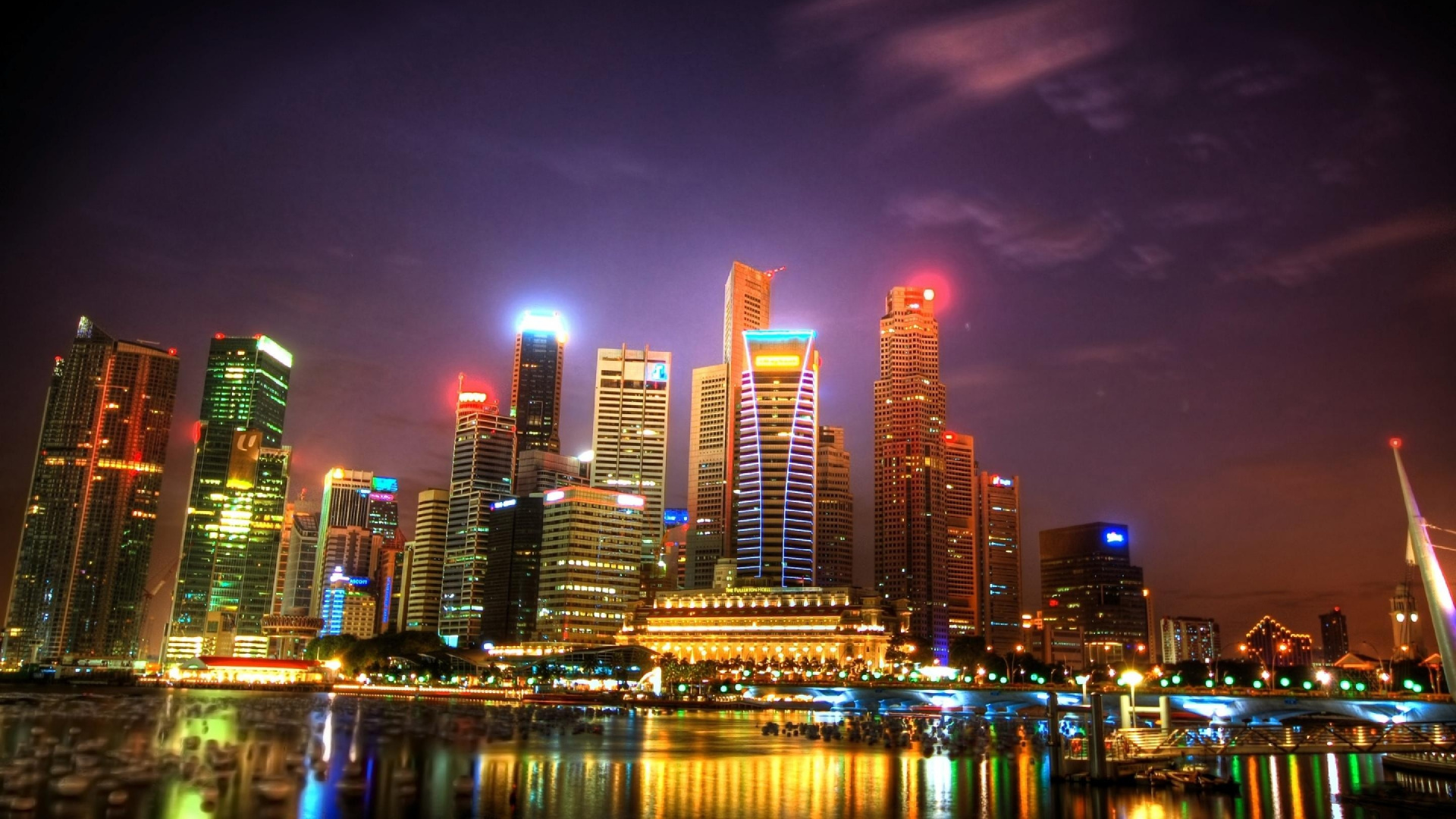 City Skyline During Night Time. Wallpaper in 1920x1080 Resolution