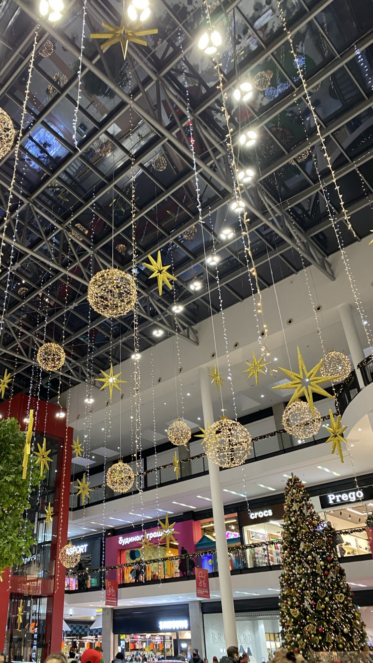 Shopping Mall, Lighting, Ceiling, Interior Design, Light Fixture. Wallpaper in 750x1334 Resolution