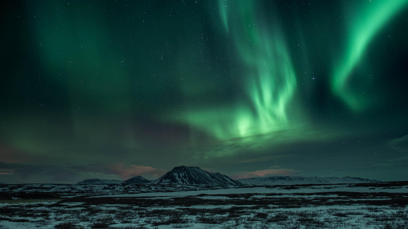 Aurora, Arctic, Nature, Atmosphere, Freezing. Wallpaper in 1366x768 Resolution