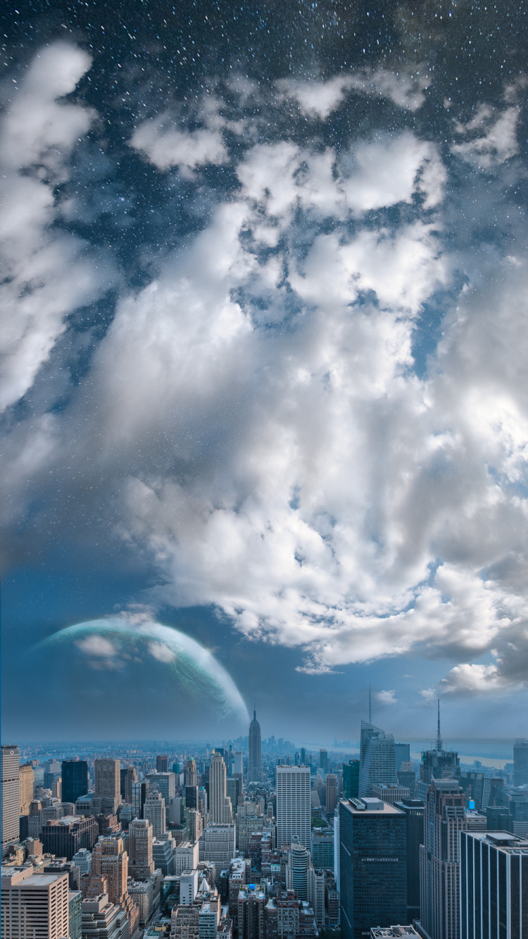 White Clouds and Blue Sky. Wallpaper in 750x1334 Resolution