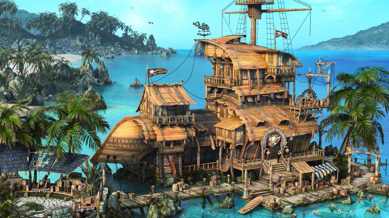 海盗行为, 战略的视频游戏, 旅游业, 加勒比, 船只 壁纸 1280x720 允许