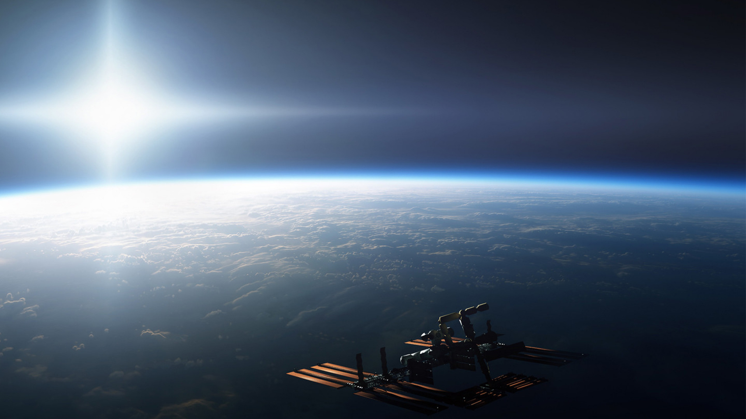 卫星, 气氛, 外层空间, 空间, 地平线 壁纸 2560x1440 允许