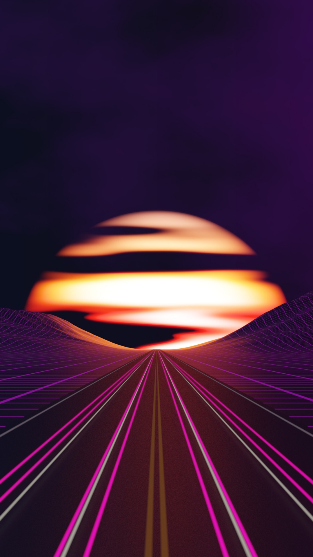Synthwave, 紫罗兰色, 紫色的, 光, 品红色 壁纸 1080x1920 允许