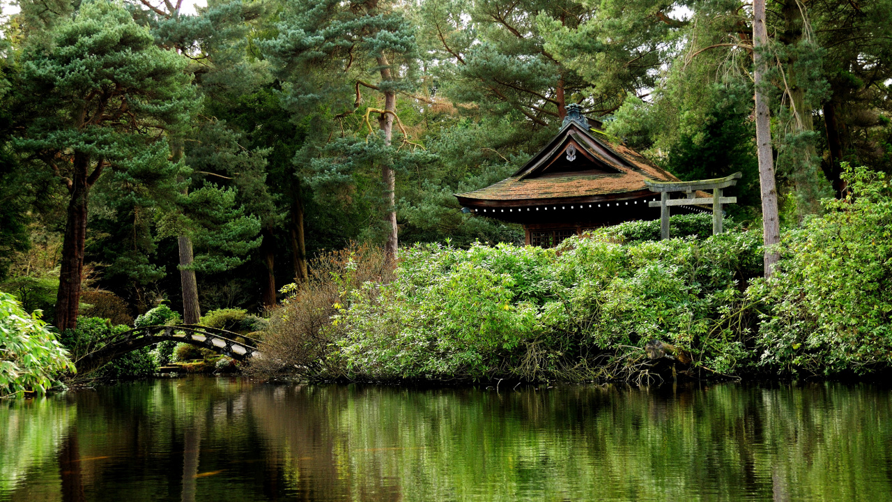 Maison en Bois Marron Sur le Lac. Wallpaper in 1280x720 Resolution